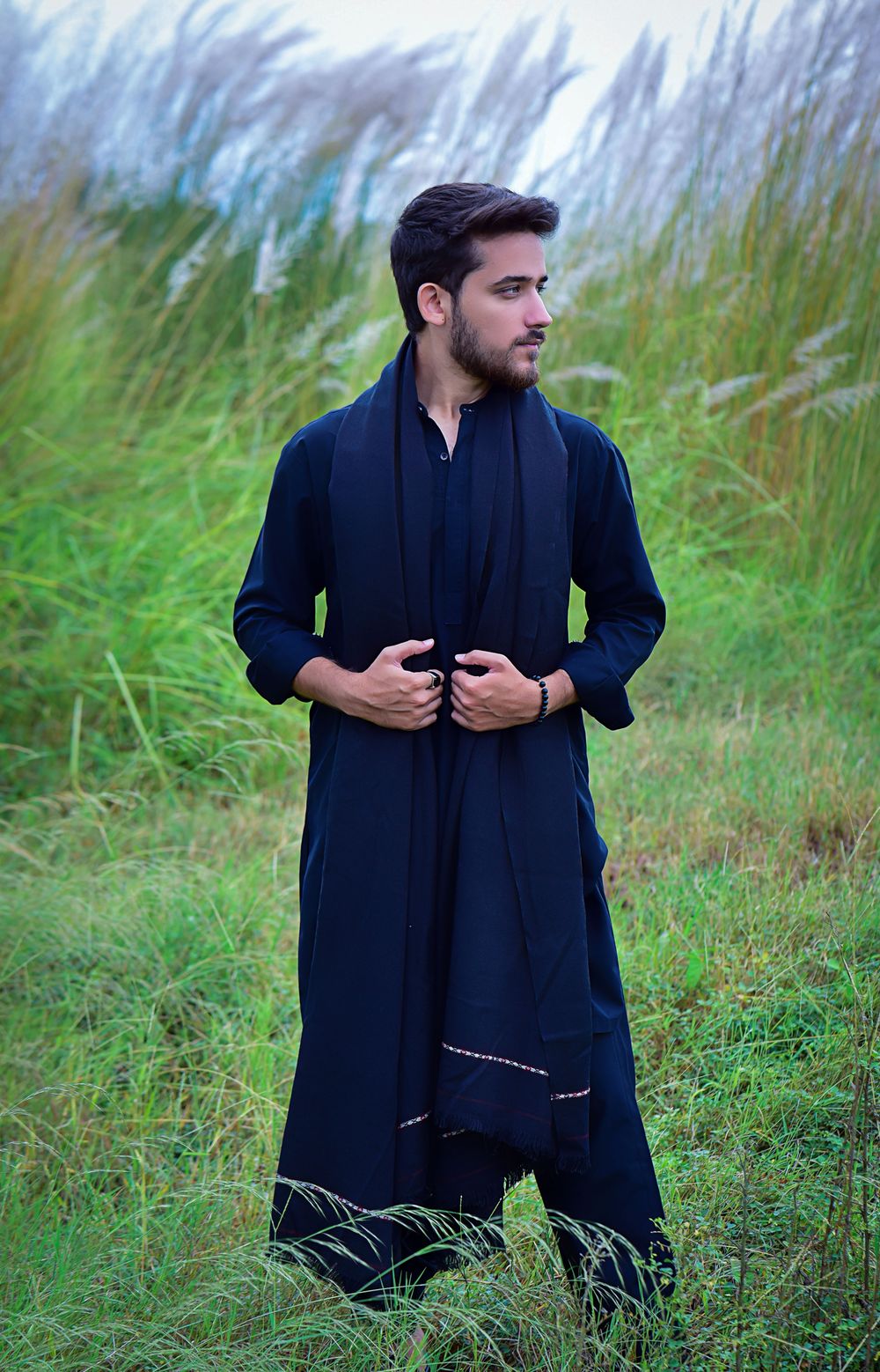 Black Kurta & Shawl