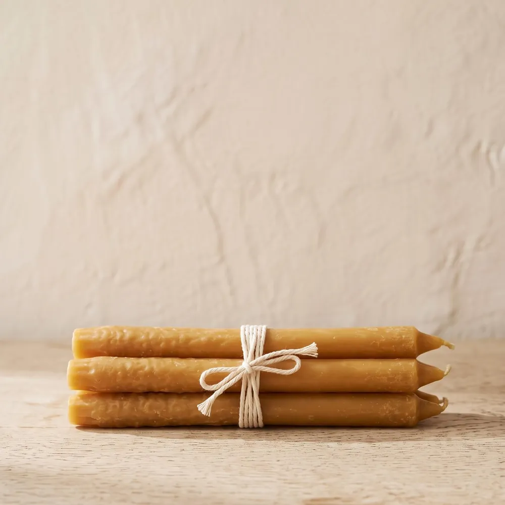 Beeswax candles, set of four
