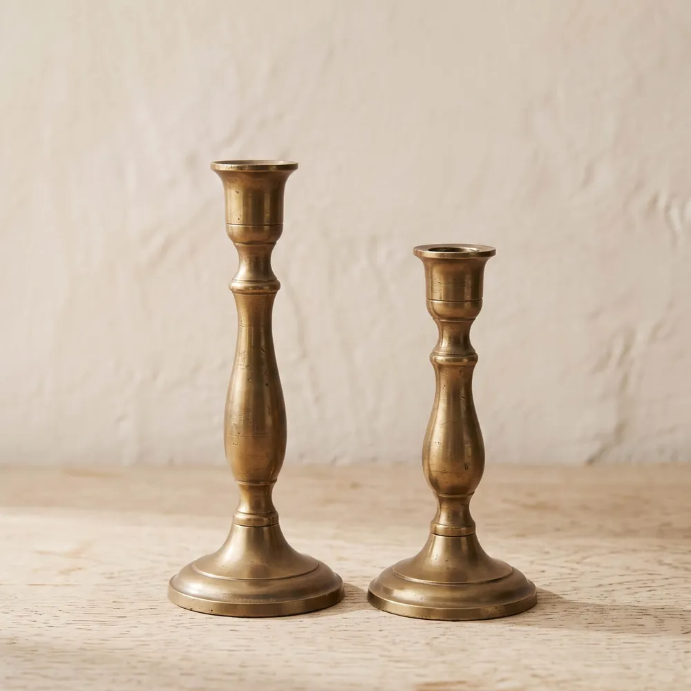 Brass candlesticks, pair